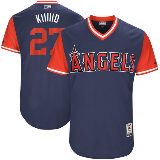 Men Los Angeles Angels 27 Kiiiiid Blue New Rush Limited MLB Jerseys